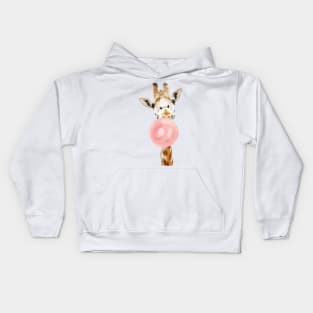 Pink Bubblegum Giraffe Kids Hoodie